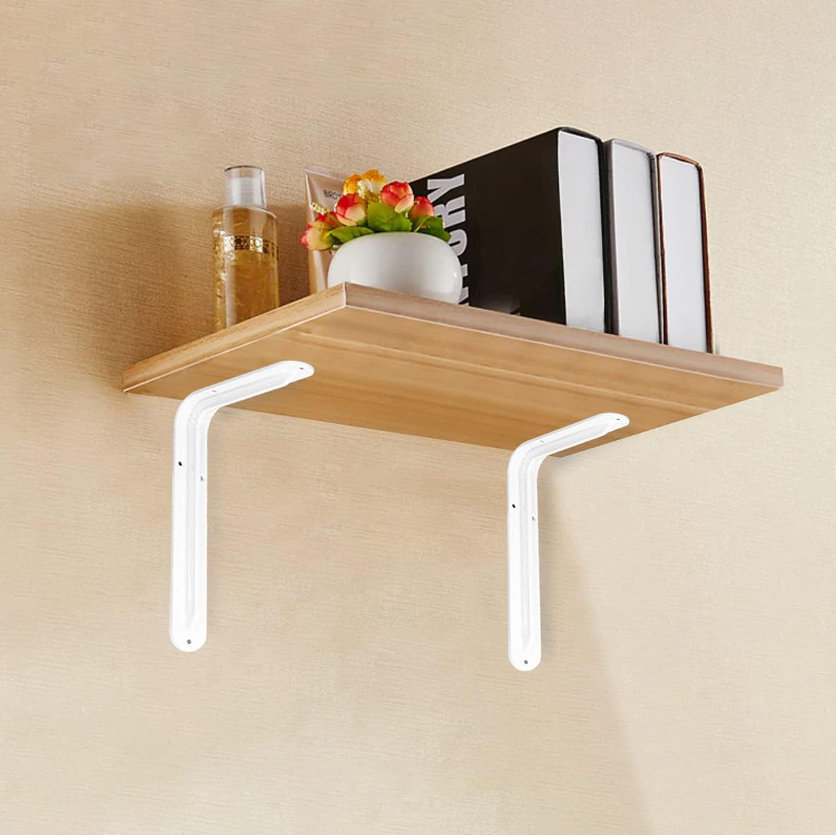 FEYZAYAPI Raf Altı Ayak Raf Tutucu L Demir 16.5 x 23 cm Beyaz Montaj Aparatı (2 ADET)