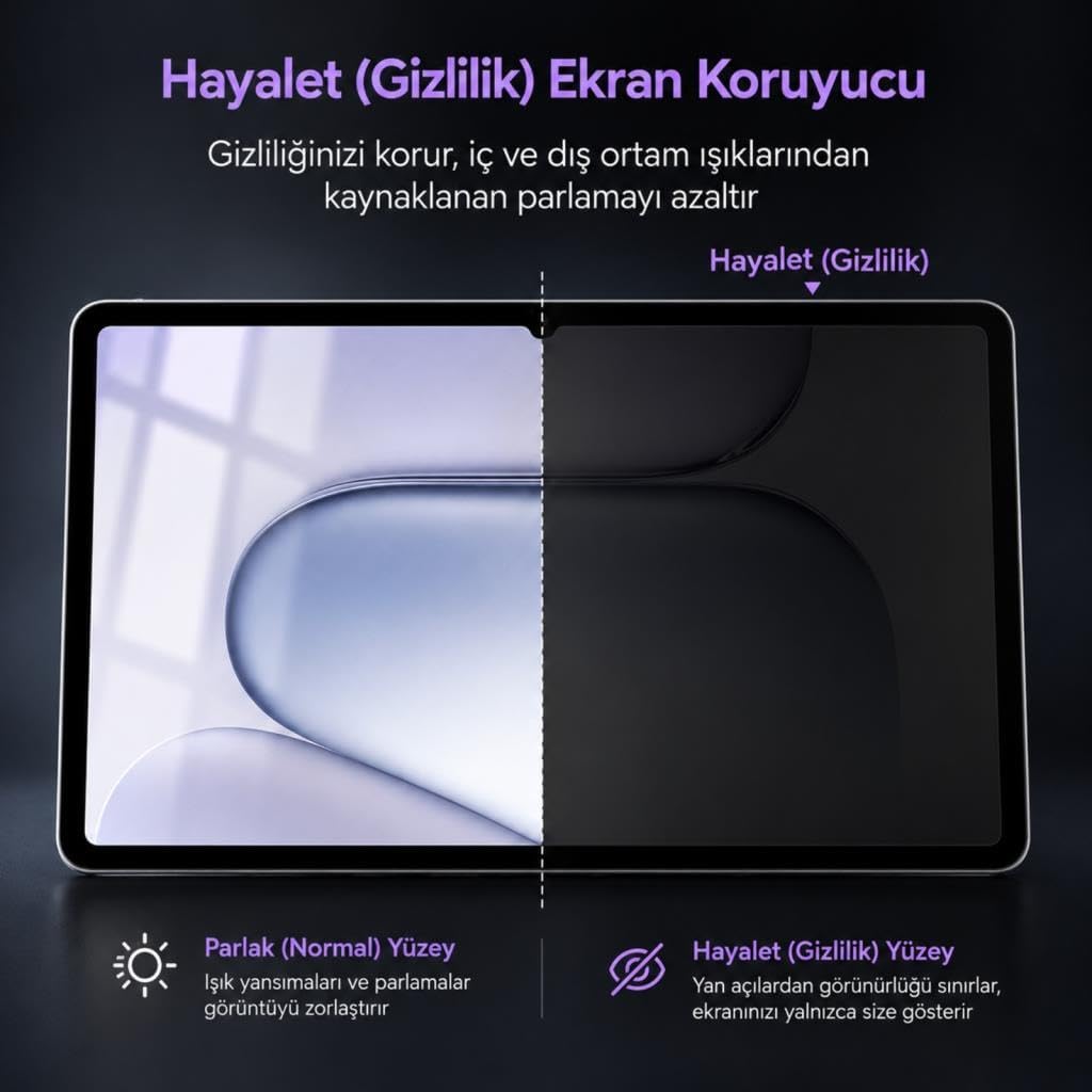 Honor Pad 20/ Pad 20 Pro İle Uyumlu Hayalet Ekran Koruyucu 12.1 İnç Yandan Görünmeyen Anti-Spy Gizlilik (Privacy) Koruması, 9H Nano Kırılmaz Esnek Cam, Parlama Ve Parmak İzi Önleyici