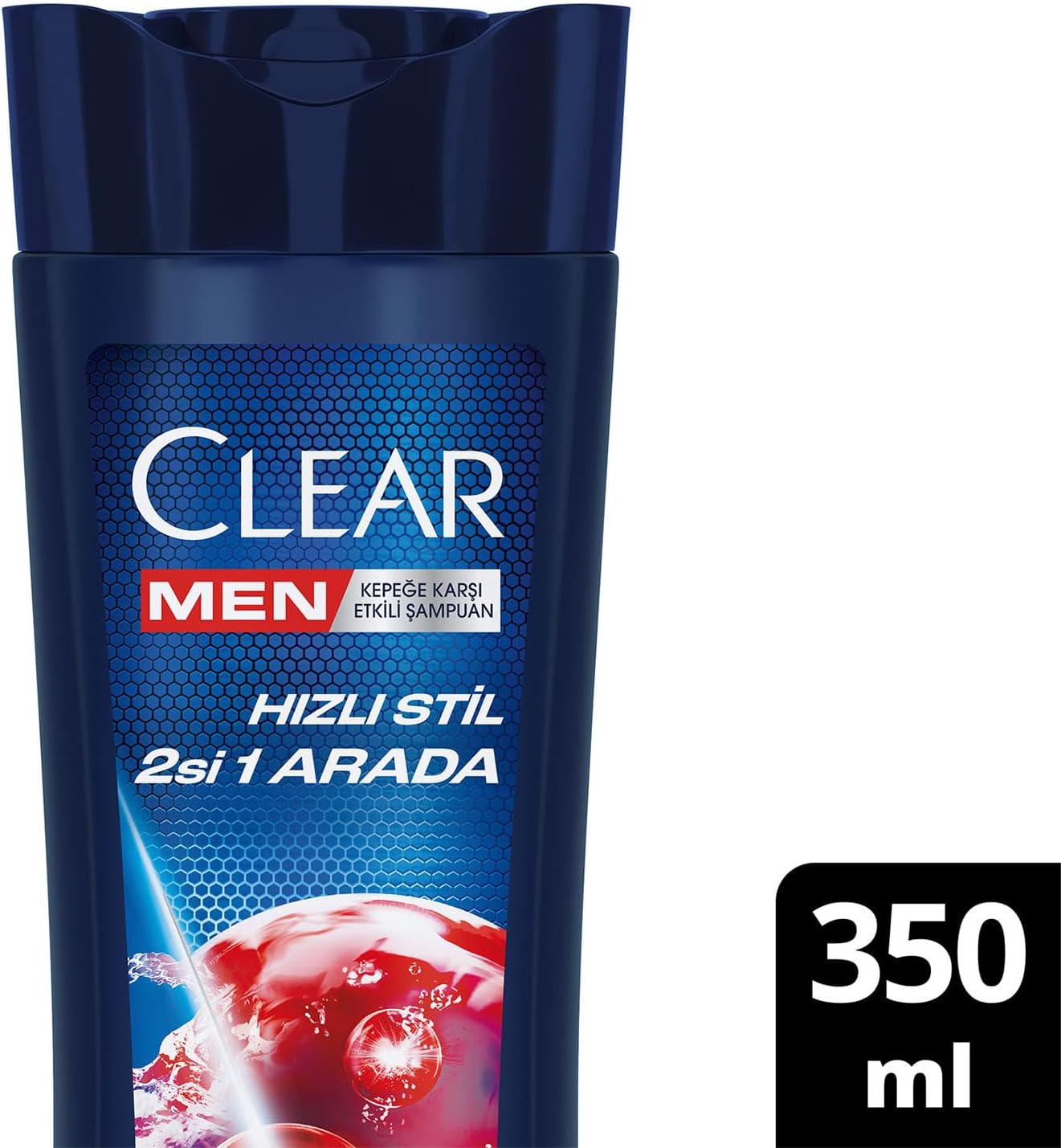 Men Kepeğe Karşı Etkili Şampuan Hızlı Stil 2'si 1 Arada Kolay Şekil Alan Saçlar 350 ml Mavi