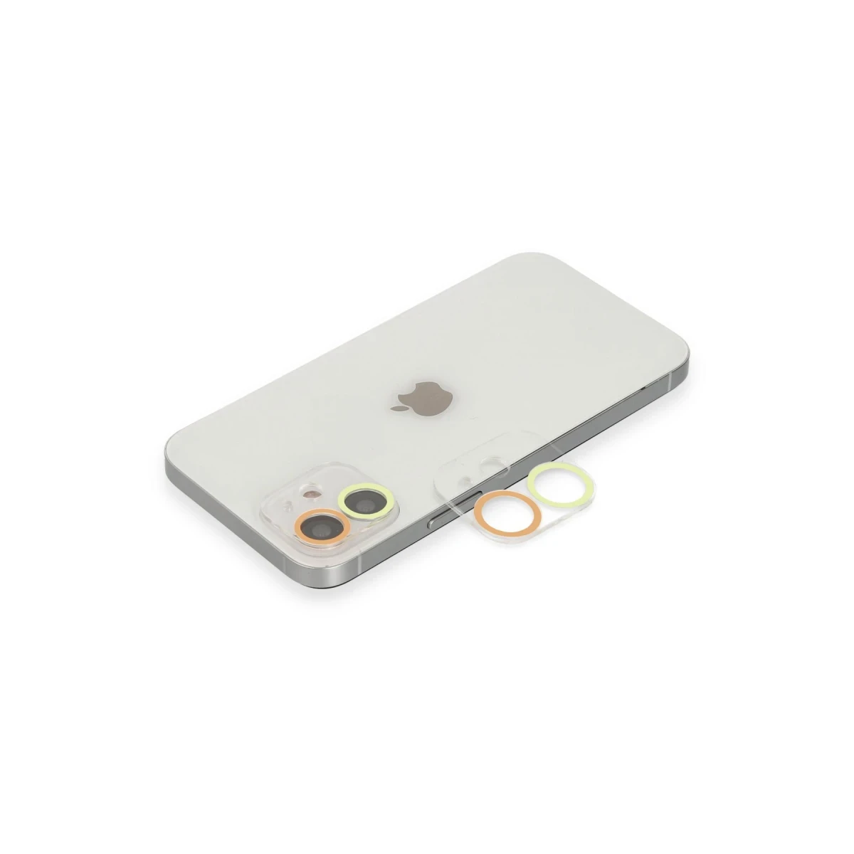 Apple iPhone 12 Mini Renkli Kamera Lens Koruma Cam - Sarı-Turuncu