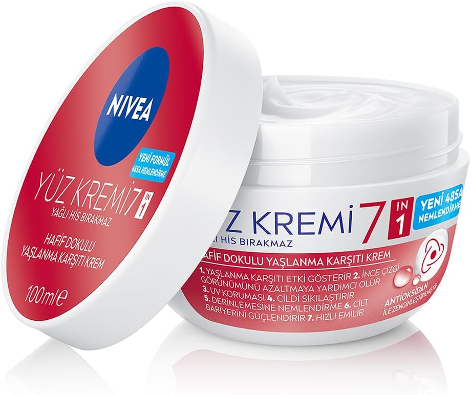 Yaşlanma Karşıtı Yüz Kremi 100 ml, 24 Saat Nemlendirici Yüz Kremi, UV Koruması