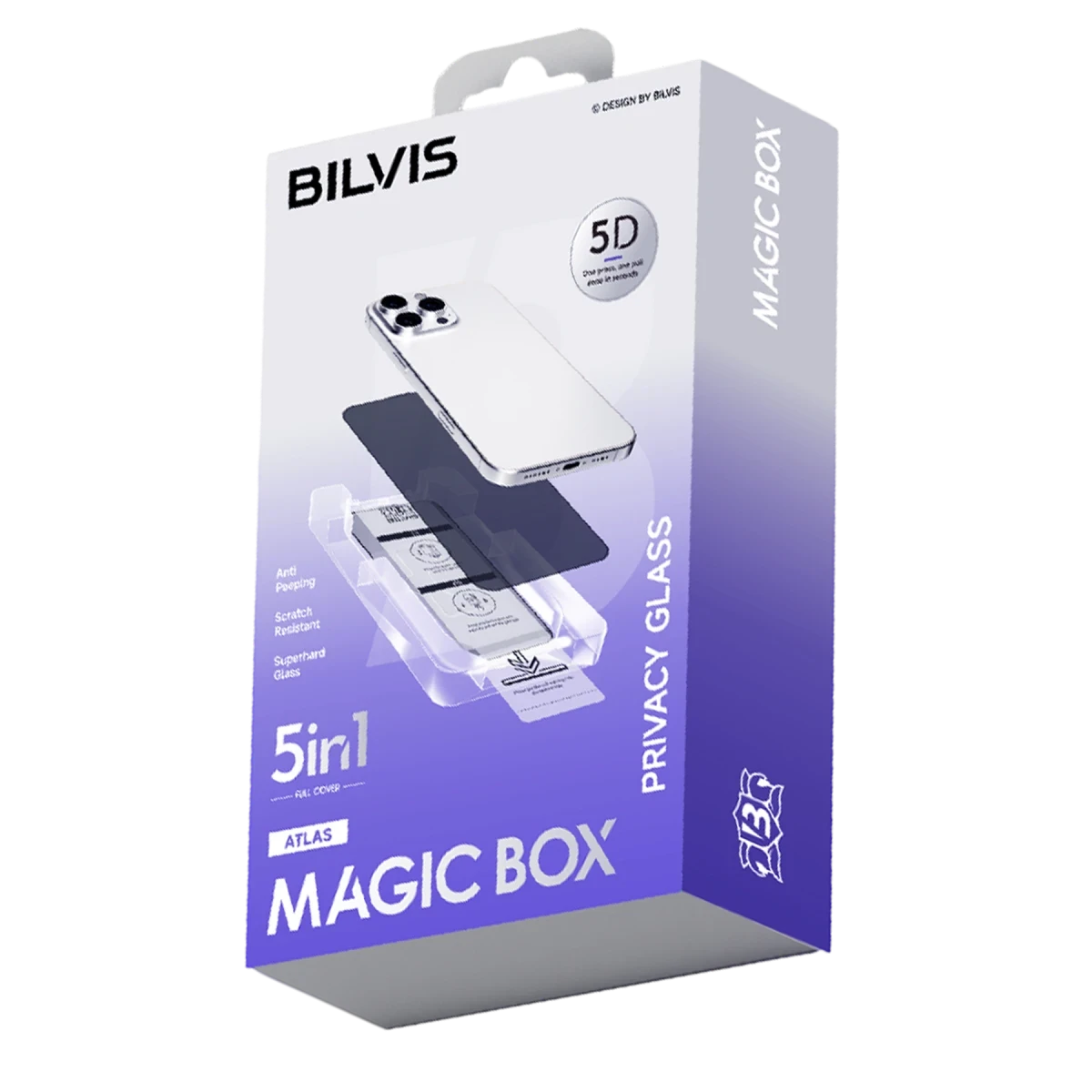 Apple iPhone 13 Pro Max Bilvis 5in1 5D Magic Hayalet Cam Ekran Koruyucu - Siyah