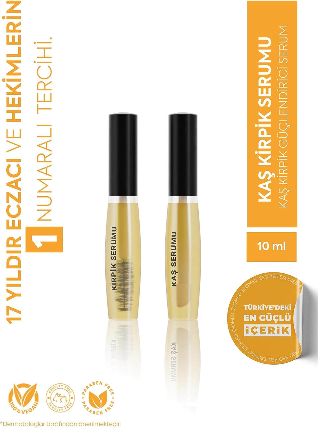 Kaş ve Kirpik Serumu Biotin Argan Vitamin B5 İçerikli Kaş Kirpik Güçlendirici Yoğun Bakım Serum 10ml