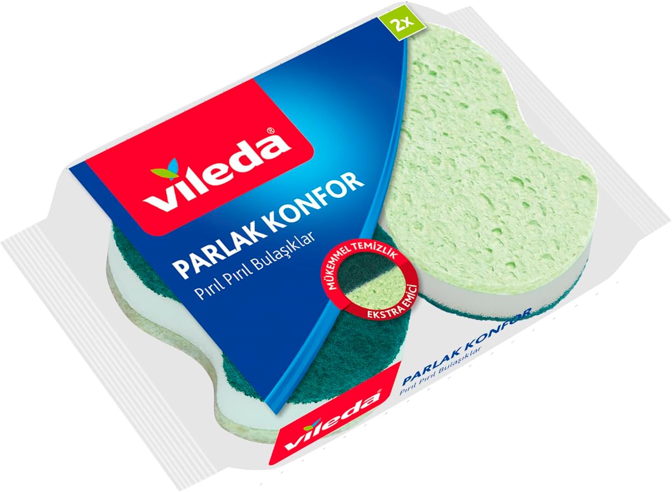 Konfor Oluklu Sünger, 2'li Paket,Parlak
