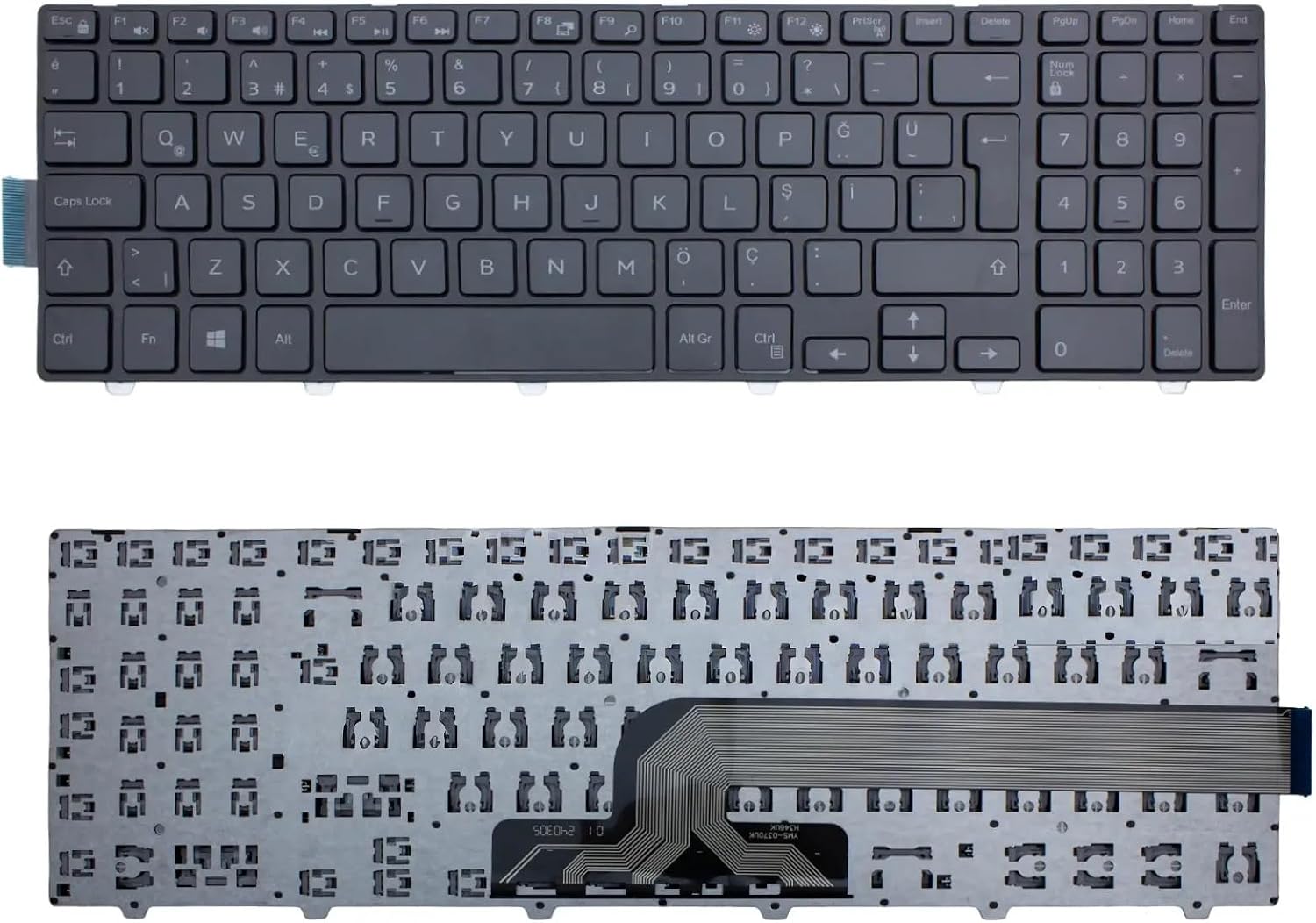Notebook Klavye - Siyah-ışıksız - Inspiron Cn-08xn93-72438, Mp-13N7, Mp-13n73us-442 - P26E001, P28E001, P28e002, P28E004, P38f001, P39F001, P39f002, P39F003 Muadili ile uyumlu DE-019