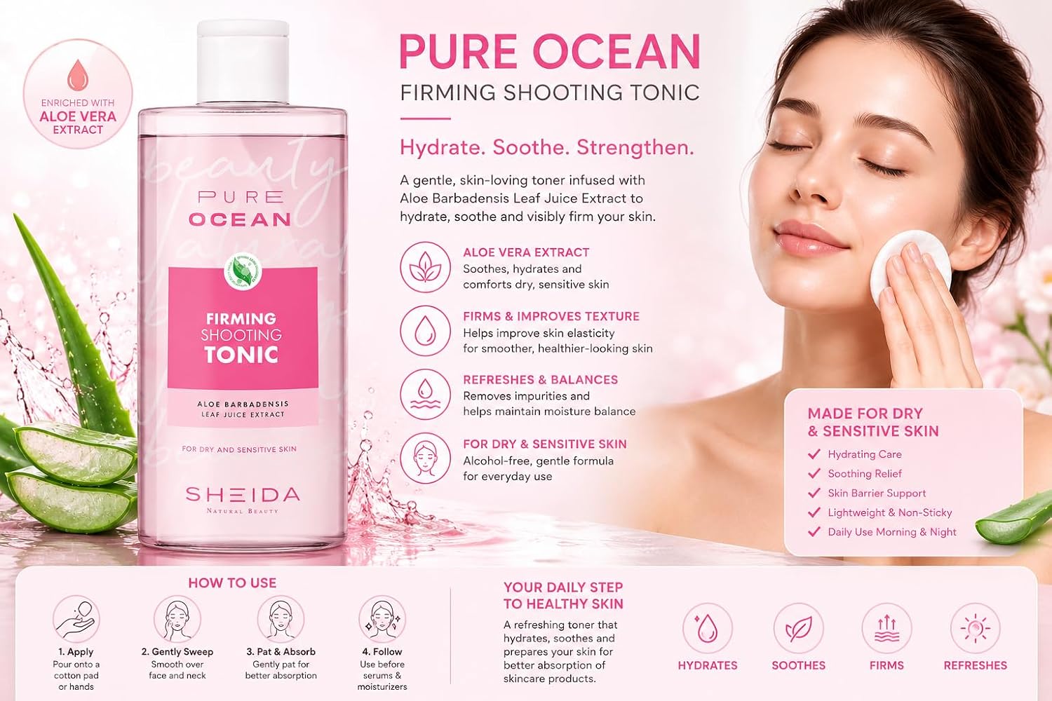 Pure Ocean Sıkılaştırıcı Yatıştırıcı Tonik 250 ml Kuru Ve Hassas Ciltler İçin