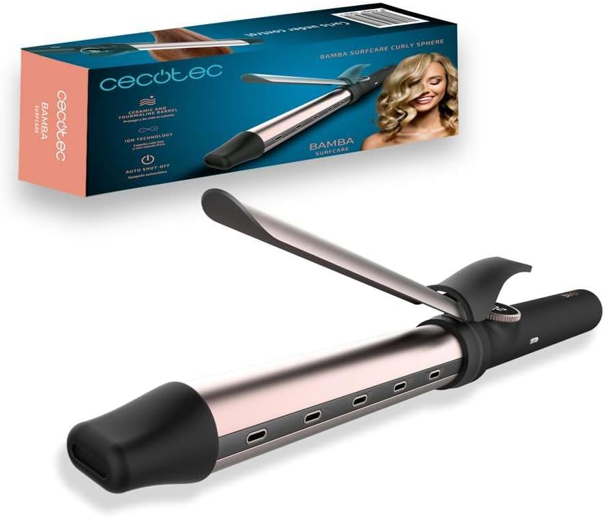 Bamba SurfCare Curly Sphere Saç Maşası, 28 mm Seramik ve Turmalin Silindir, Daha Az Elektriklenme, LCD Ekran, 120-210°C, 360° Döner 1,8 m Kablo, Otomatik Kapanma, Soğuk Uç