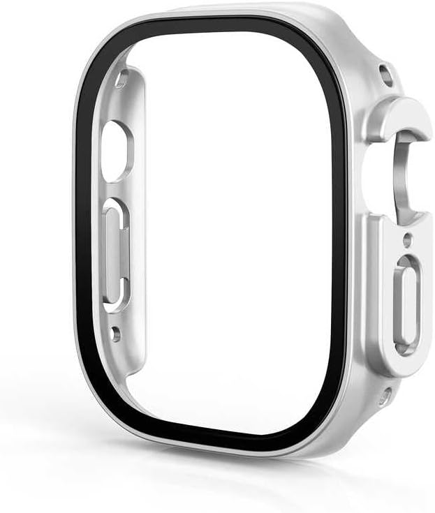 Apple ile uyumlu Watch Ultra 49mm Kasa ve Ekran Koruyucu Watch Gard 19 Gümüş