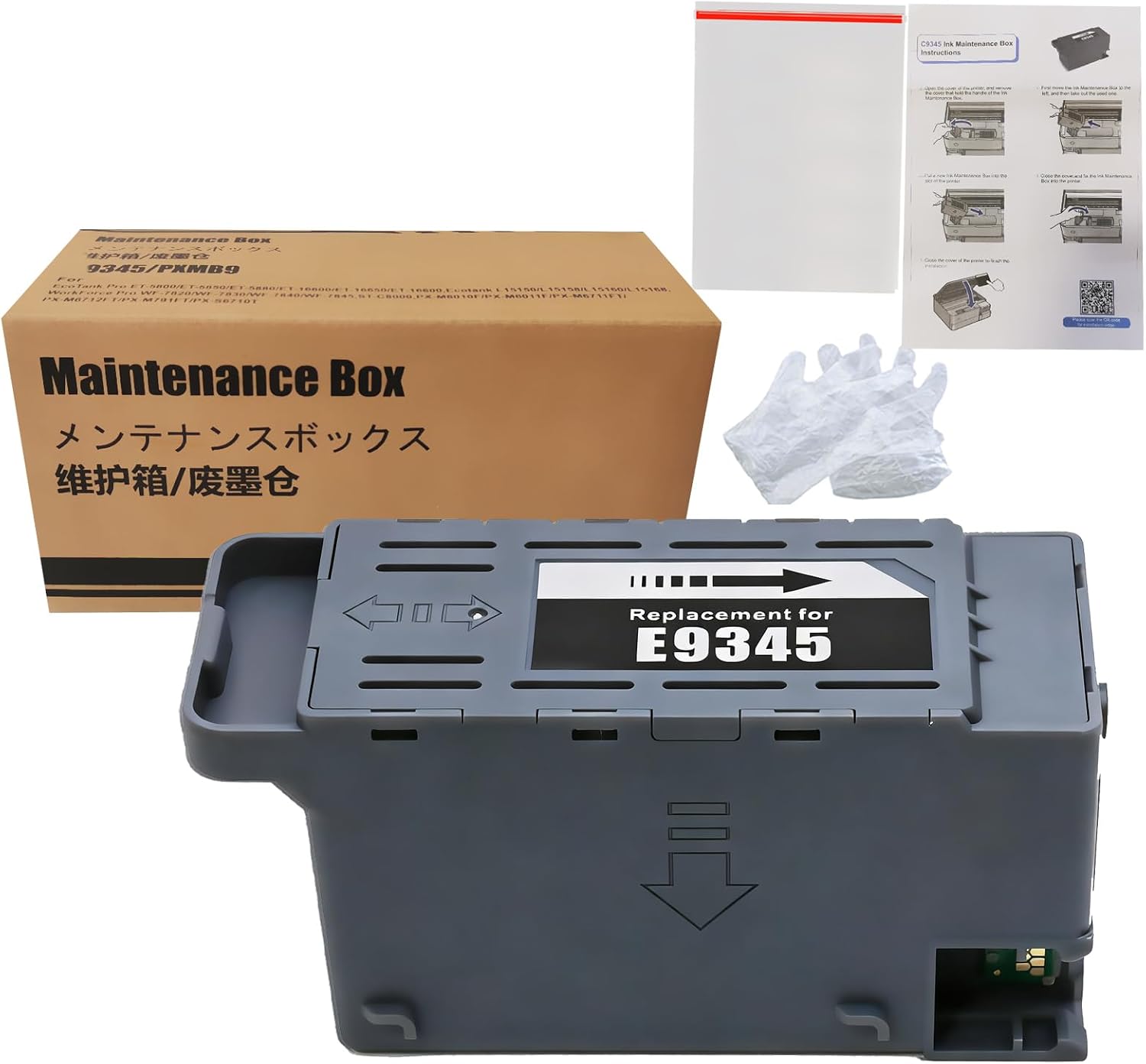 C9345 Mürekkep Bakım Kutusu EcoTank Pro ET-5880 ET-5850 ET-5800 ET-16600 ET-16650 Workforce Pro WF-7820 WF-7840 ST-C8000 Yazıcı için Yeniden Üretilmiştir