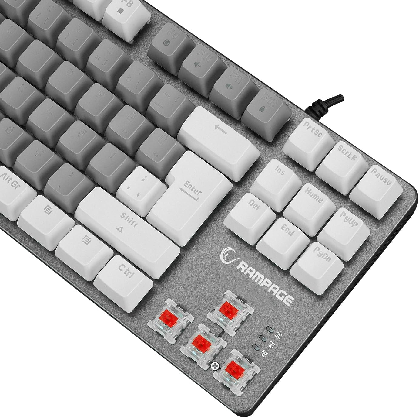 SNUG K14 Gri/Beyaz RED SWITCH Rainbow TKL Mekanik Gaming Oyuncu Klavye