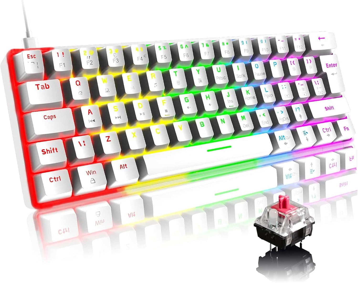 Blic Oyuncu Klavyesi RGB Klavye 20 Modlu Ayarlanabilir Renk Seçeneği RGB Suya Ve Toza Dayanıklı Klavye Oyun Klavyesi Oyuncu Klavye Mekanik Klavye Kırmızı Switch (Beyaz)
