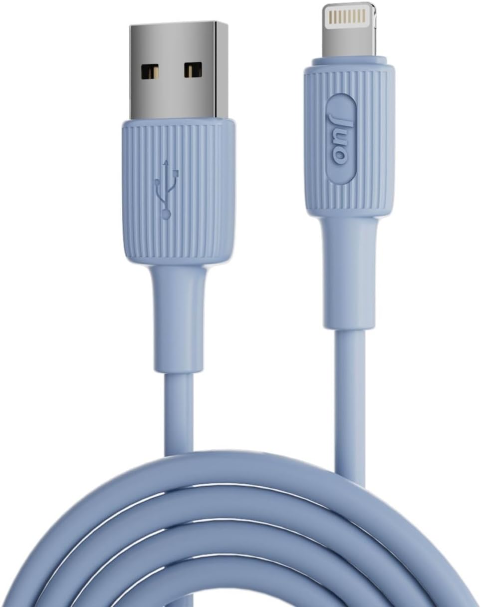 12W 2.4A USB-A to Lightning iPhone iPad İle Uyumlu Silikon Hızlı Şarj ve Data Kablosu Mavi 1 Metre