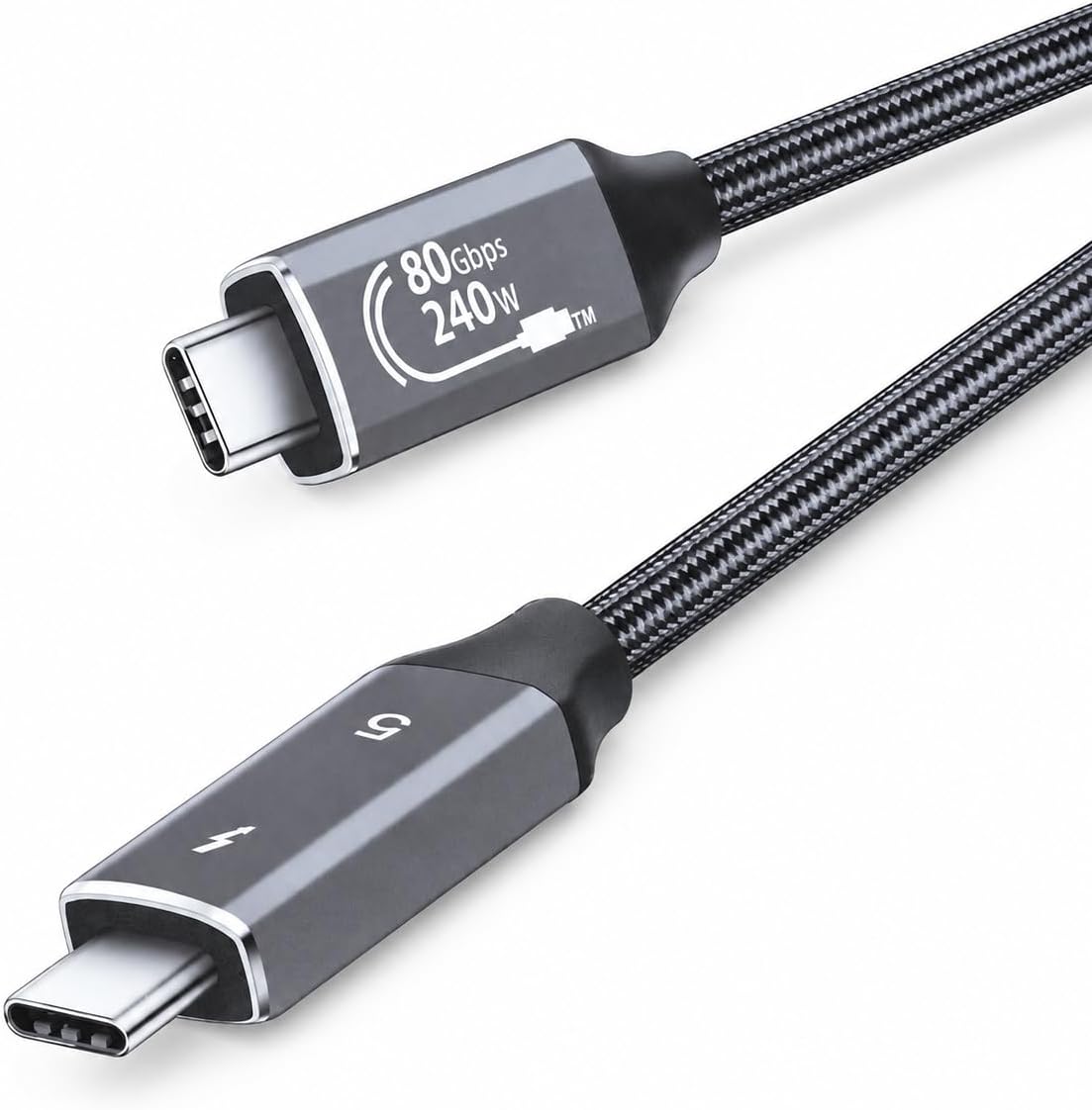 1.8 Metre Thunderbolt 5 USB-C Data Kablosu, 120Gbps Veri Aktarımı, PD 3.1 240W Hızlı Şarj, 16K 60Hz Görüntü, Örgülü Kablo, Ses Video Aktarımı, Thunderbolt 4/3 USB4/3.1/3.0 Uyumlu | ZR1325