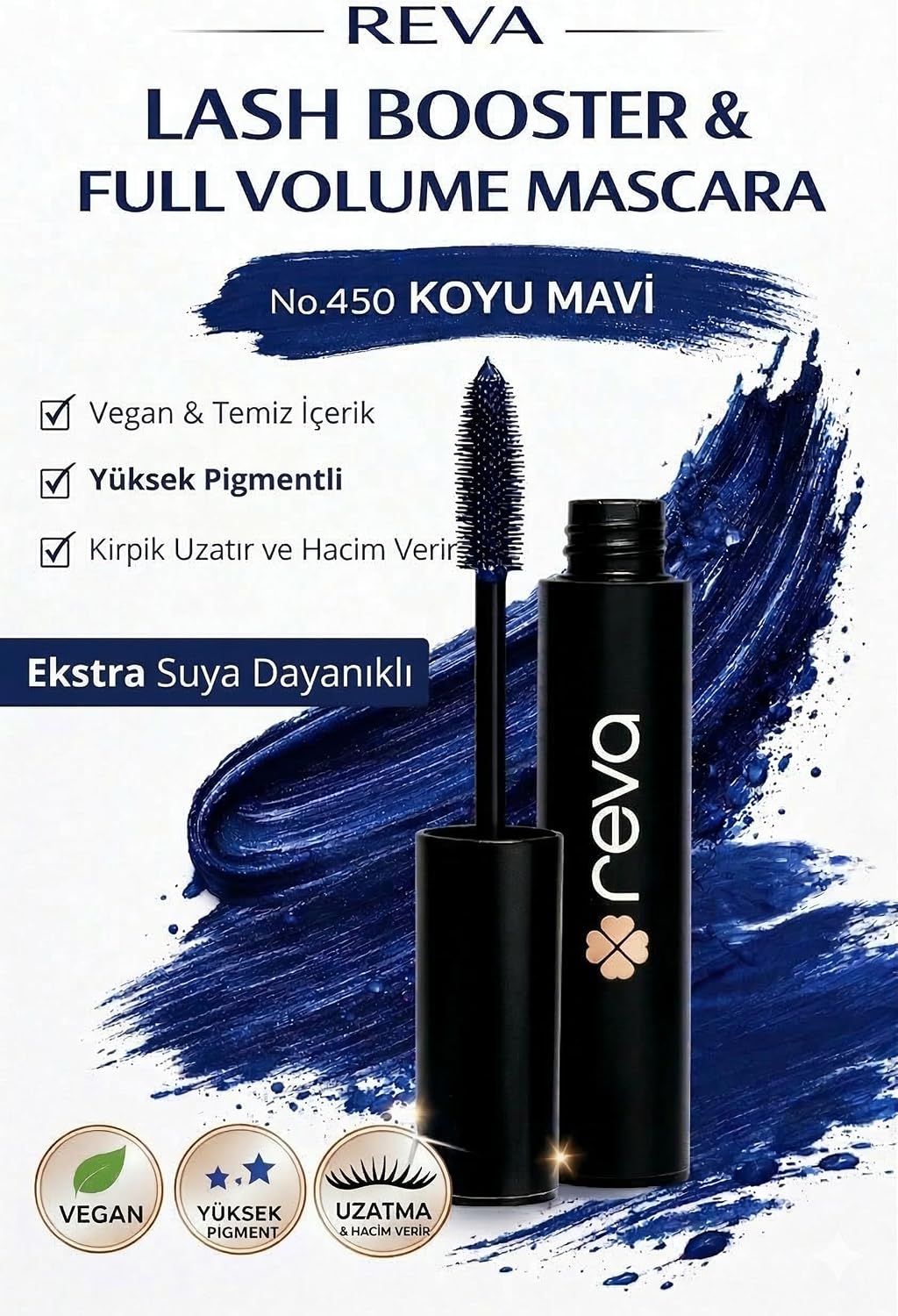Lash Booster & Full Volume Color Mascara -Tam Hacim & Uzatan Renkli Maskara Koyu Mavi 450