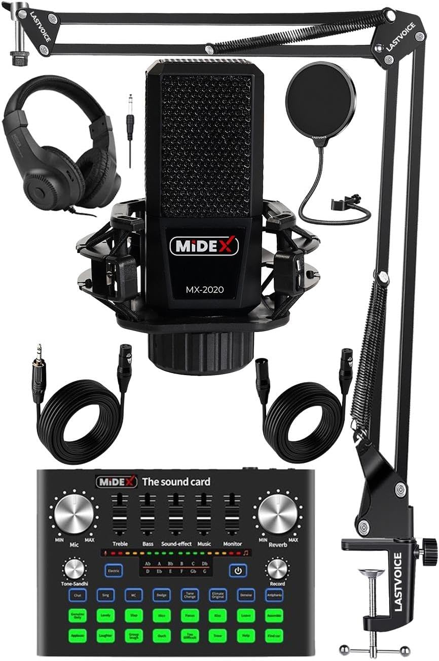 MX-2020 Compact Set-1 Efektli Ses Kartı Mikrofon Stand Seti (PC ve Telefon)