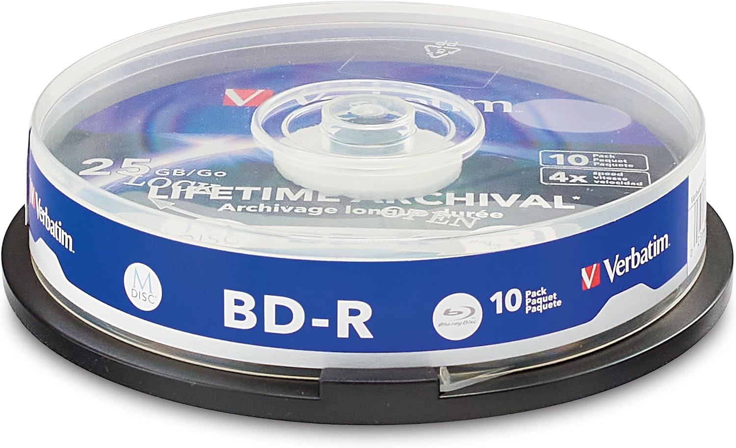 M-DISC BD-R 4X 25 GB Inkjet Printable, Gümüş, 10'lu Paket Spindle