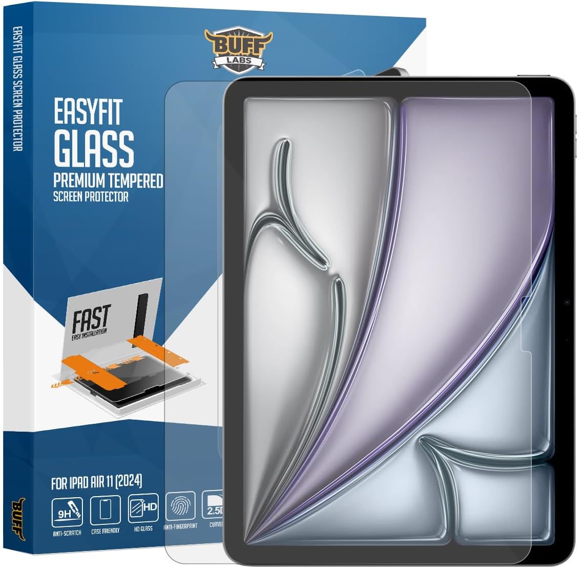 Buff iPad Easyfit Glass Cam Kolay Uygulama Aparatlı Ekran Koruyucu Temperli Cam (Air 11 inch M2 (2024) / M3 (2025))