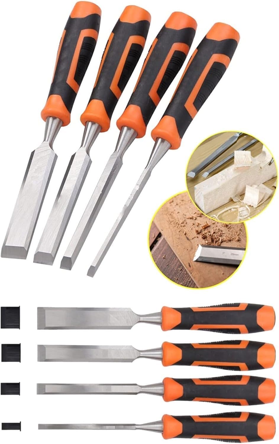 ® 4’lü Ahşap Oyma ve Marangoz Seti – 6 mm, 12 mm, 18 mm, 24 mm Profesyonel Keski Seti | Kaymaz Ergonomik Saplı, Çelik Uçlu, Ahşap İşleme El Aleti Eğe Takımı