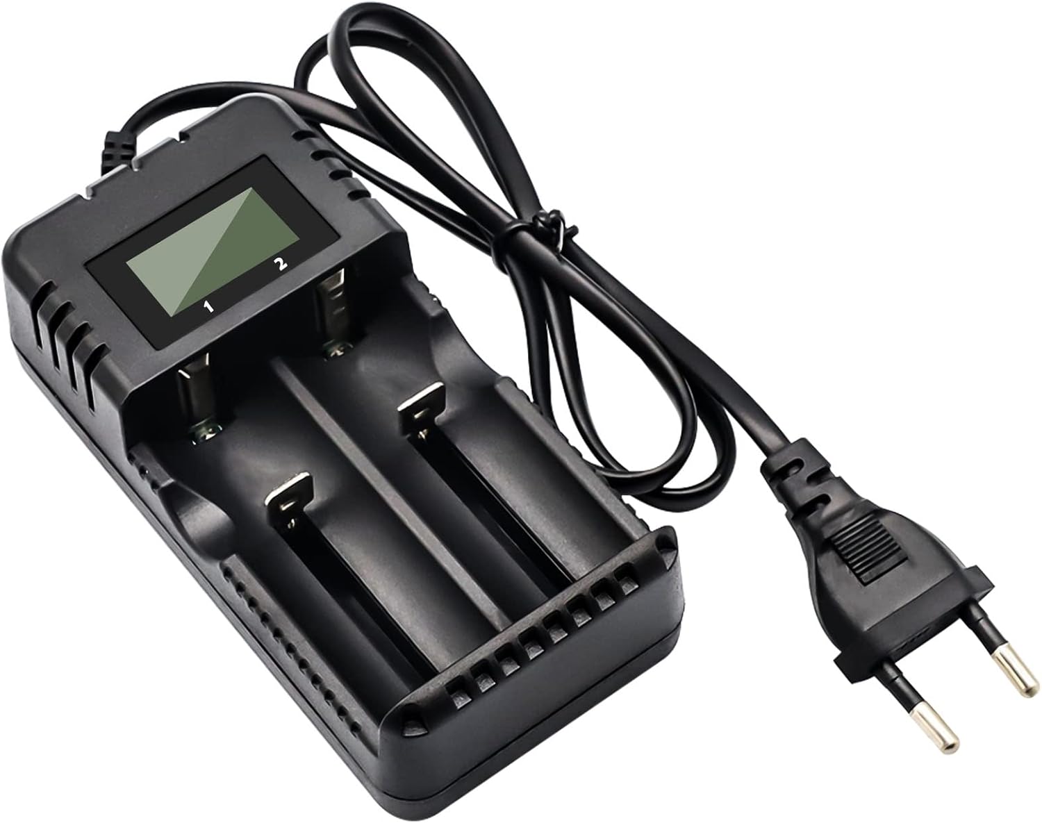 Akü Şarj Cihazı LCD Ekran Lityum İyon Pil Şarj Cihazı Akıllı Hızlı Şarj 2 Yuvalı Kafa Çok Sayıda 3,7 V 26650/18650/14500/16340 Lityum İyon Piller ile Uyumlu (Small)