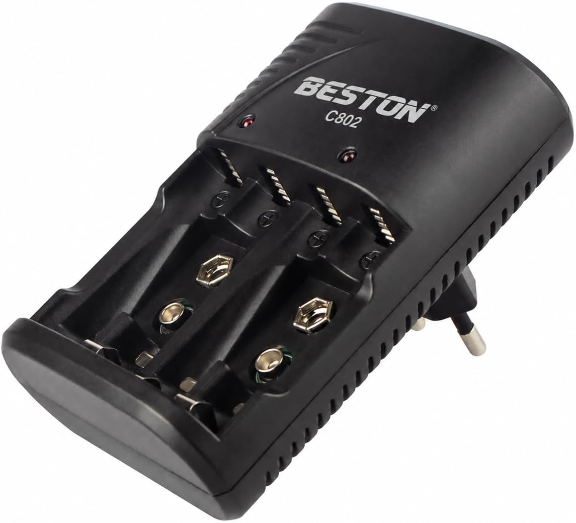 AA AAA 9V Pil Şarj Cihazı Ni-MH Ni-Cd Uyumlu Akıllı Şarj Özellikli LED Göstergeli Aşırı Charge Korumalı 2’li 4’lü Pil Charge Adaptörü | Beston C802