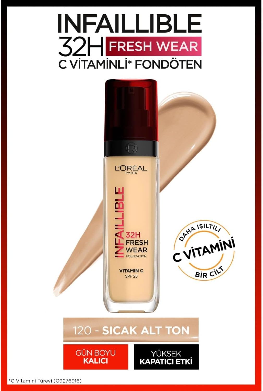 Infaillible 32H Fresh Wear C Vitaminli Fondöten - 120 Vanilla
