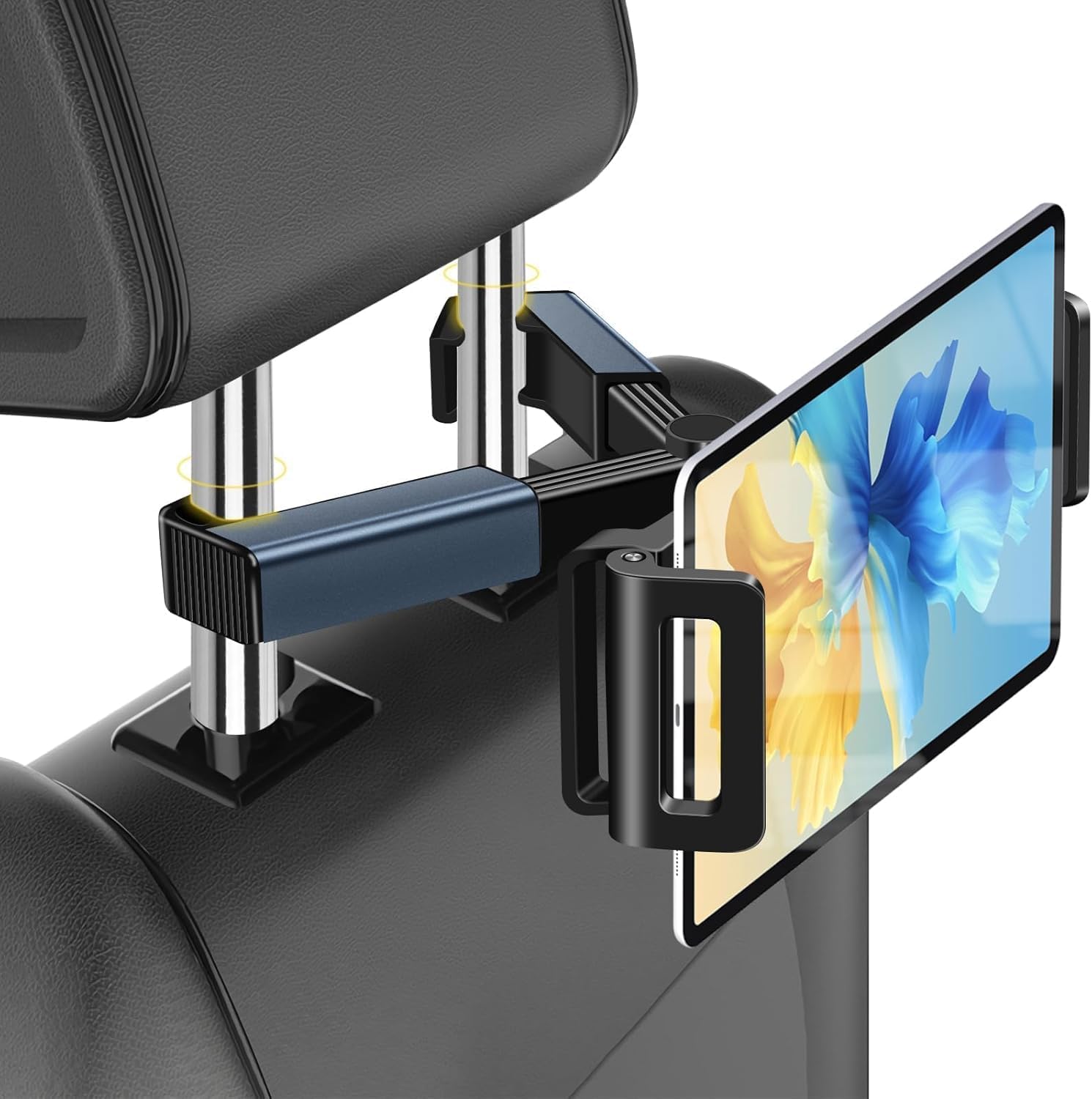 Tablet bilgisayar standı, 360 Derece Dönebilir Araç Başlık Standı, Uzatılabilir Araç İçi Tablet Tutucu, 4.7-12.9 inç Tüm Tabletler ve Telefonlar İçin Uyumlu