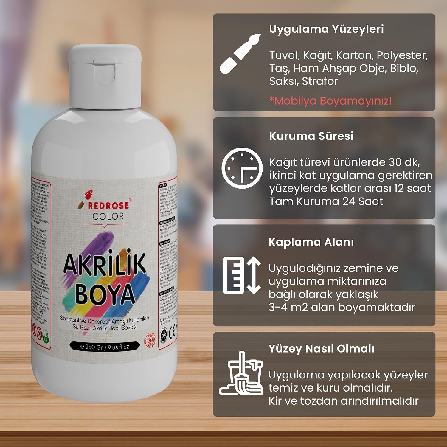 Gri Akrilik Boya 250gr