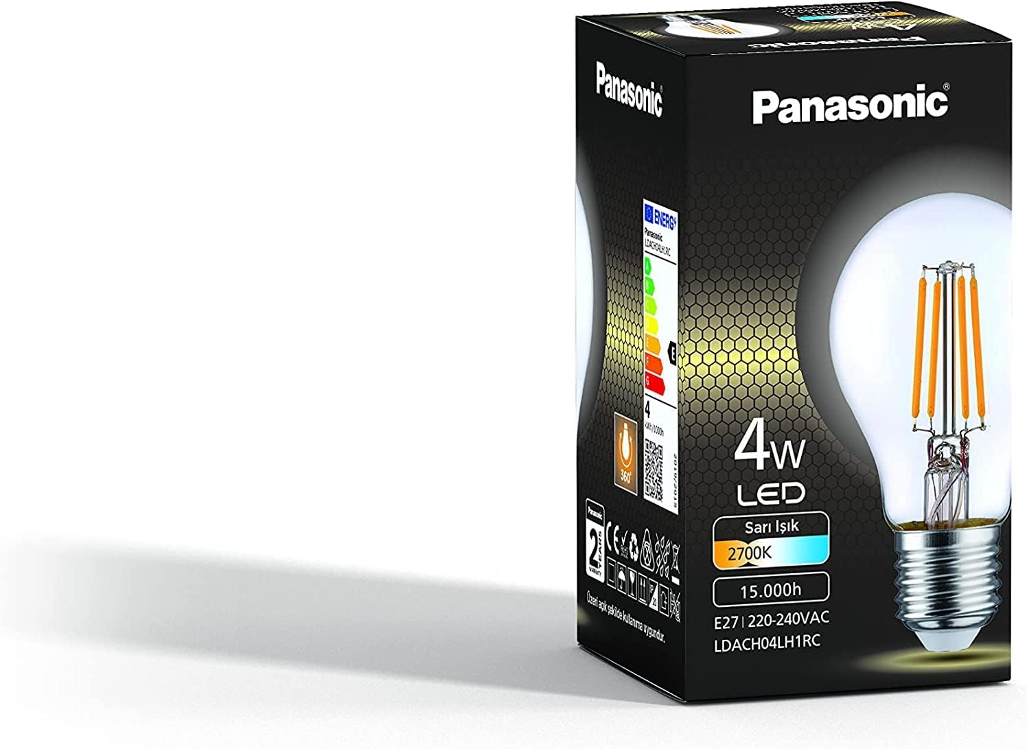 E27 FİL LAMBA, SARI IŞIK 4W 470LM 2700K CLEAR