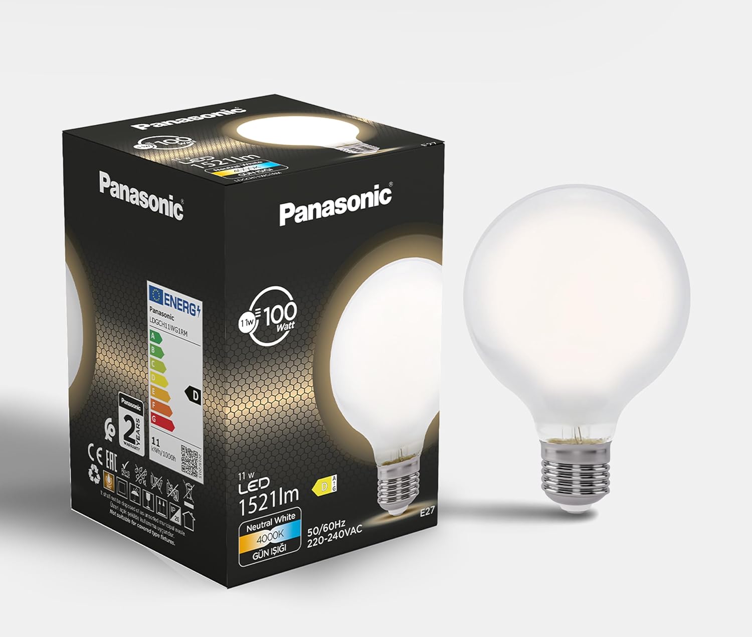 Filament Ampul E27 11W 1521LM 4000K Milky