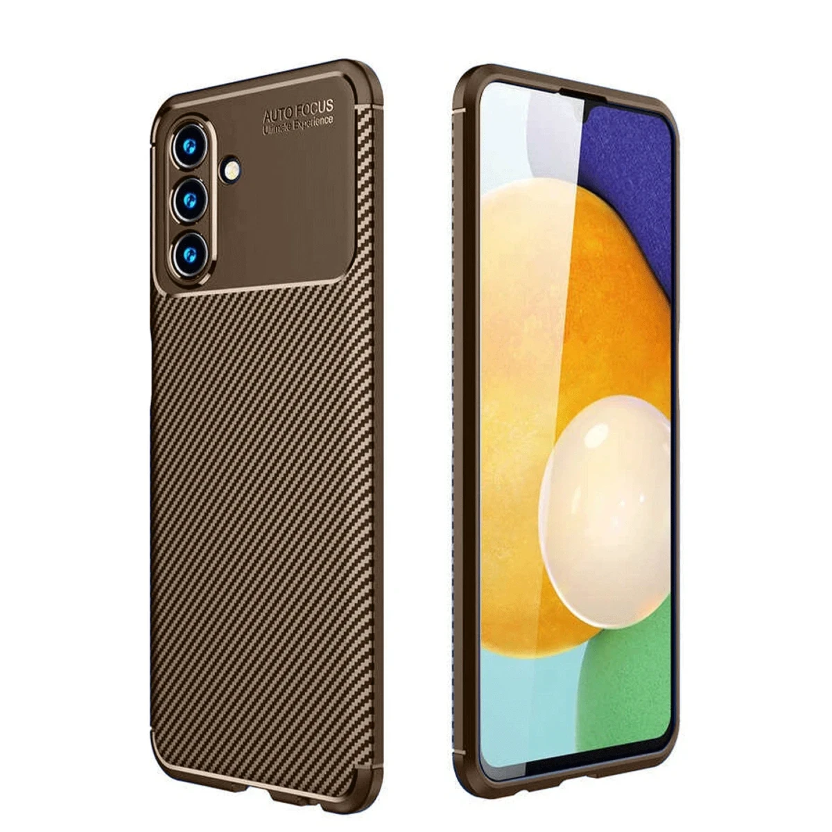 Samsung Galaxy A36 Kılıf Auto Focus Karbon Kapak - Kahverengi