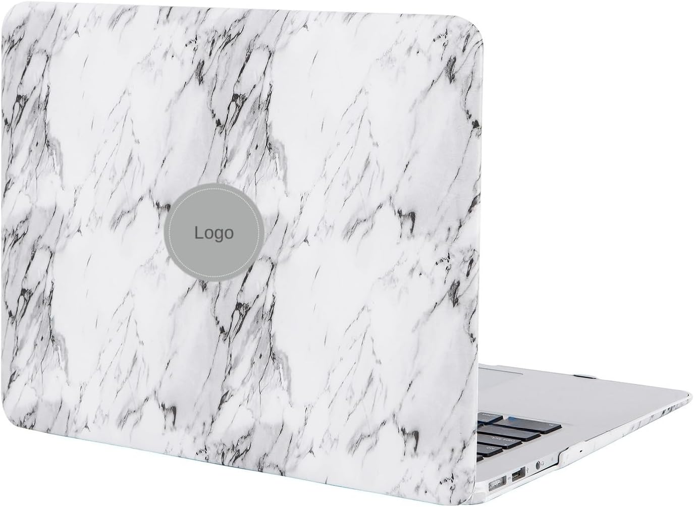 MacBook Air 13 inç Kılıf A1369 A1466 Uyumlu Sert Kapak Deri Kaplama Mermer Desenli Hard Case | 360° Koruma Beyaz