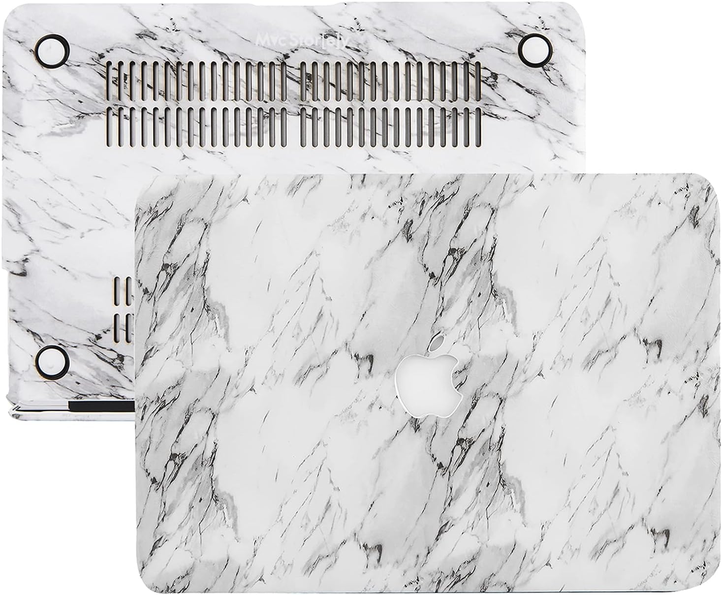 MacBook Air M1 Kılıfı A2337 Uyumlu 13 İnç Premium Deri Kaplama Mermer Desenli Hard Case A2179 A1932 Sert Koruyucu Kapak Çizilme ve Darbe Koruma Kılıfı Beyaz