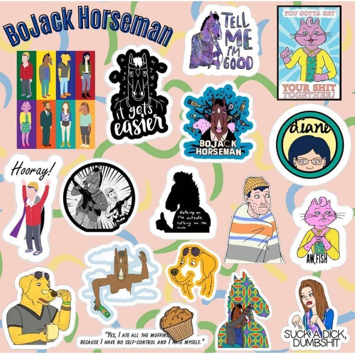 Bojack Horseman Sticker Seti | Laptop Notebook Telefon Etiket Journal