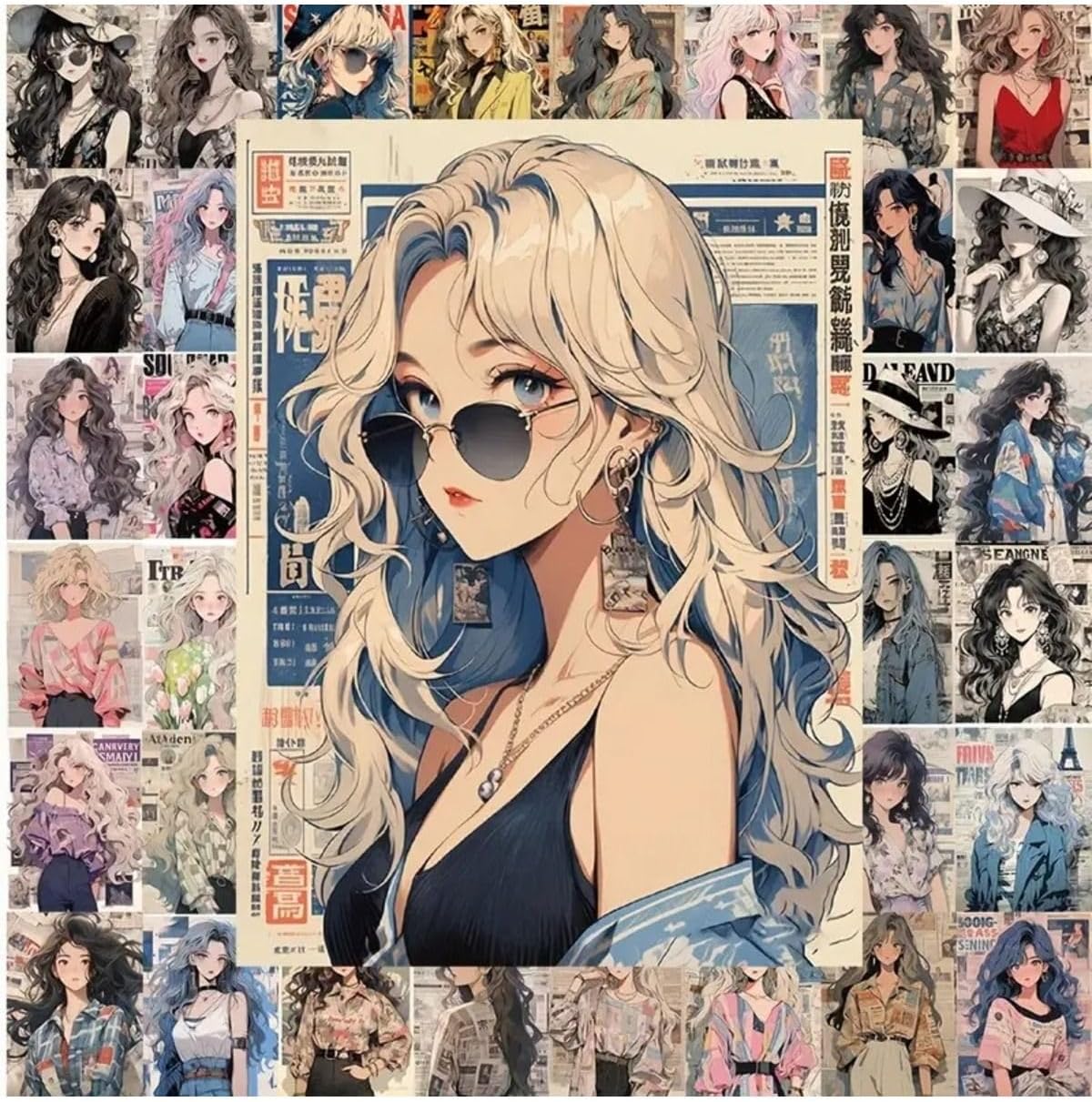 50'Li Fashionable Woman Posters Stickers, Moda Sticker Seti Laptop Notebook Tablet Sticker Seti
