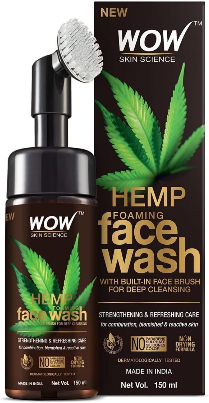 WOW Skin Science HEMP Yüz Temizleme Köpüğü-Güçlendirici Yenileyici Canlandırıcı Yüzde Doksan Sekiz Doğal İçerik 150ml