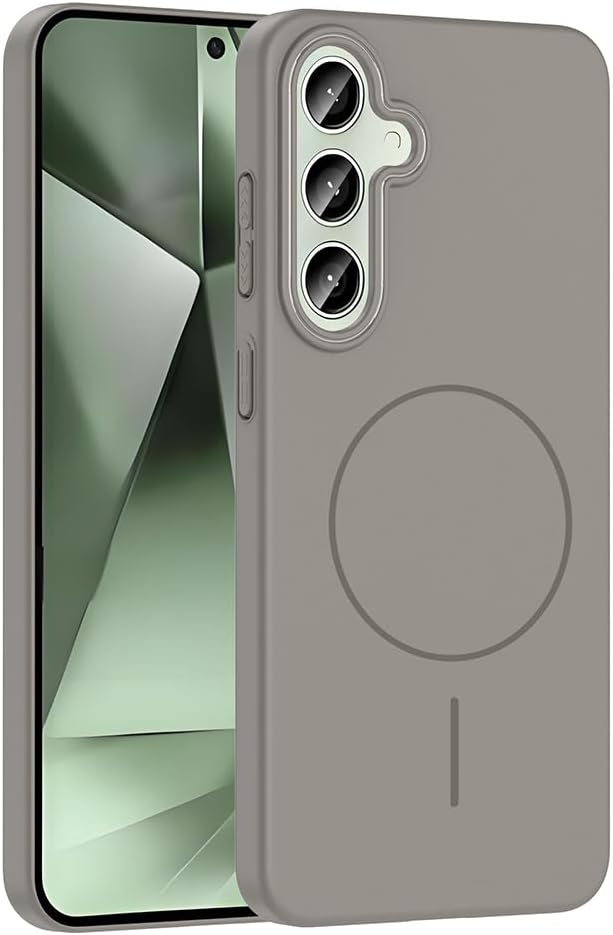 Samsung Galaxy S24 FE ile Uyumlu Kılıf Gri Yuby Kablosuz Şarj Özellikli Sert Kapak (Samsung Galaxy S24 FE ile Uyumlu, Gri)