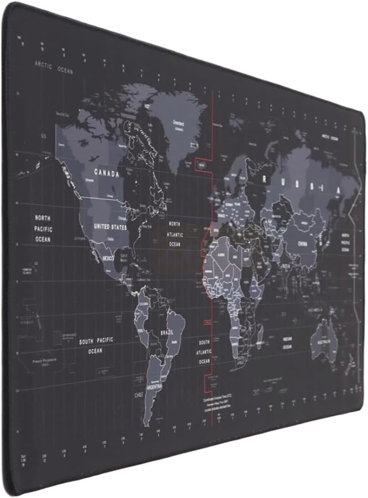 Dünya Haritası Ekstra Büyük Genişletilmiş Kaymaz Kauçuk Oyun Mouse Pad & Klavye Masa Mat Bilgisayar Aptop için (900 mm X 400 mm X 2 mm) L Zmp253 Siyah (Dünya Haritası, 90 X 40 cm)