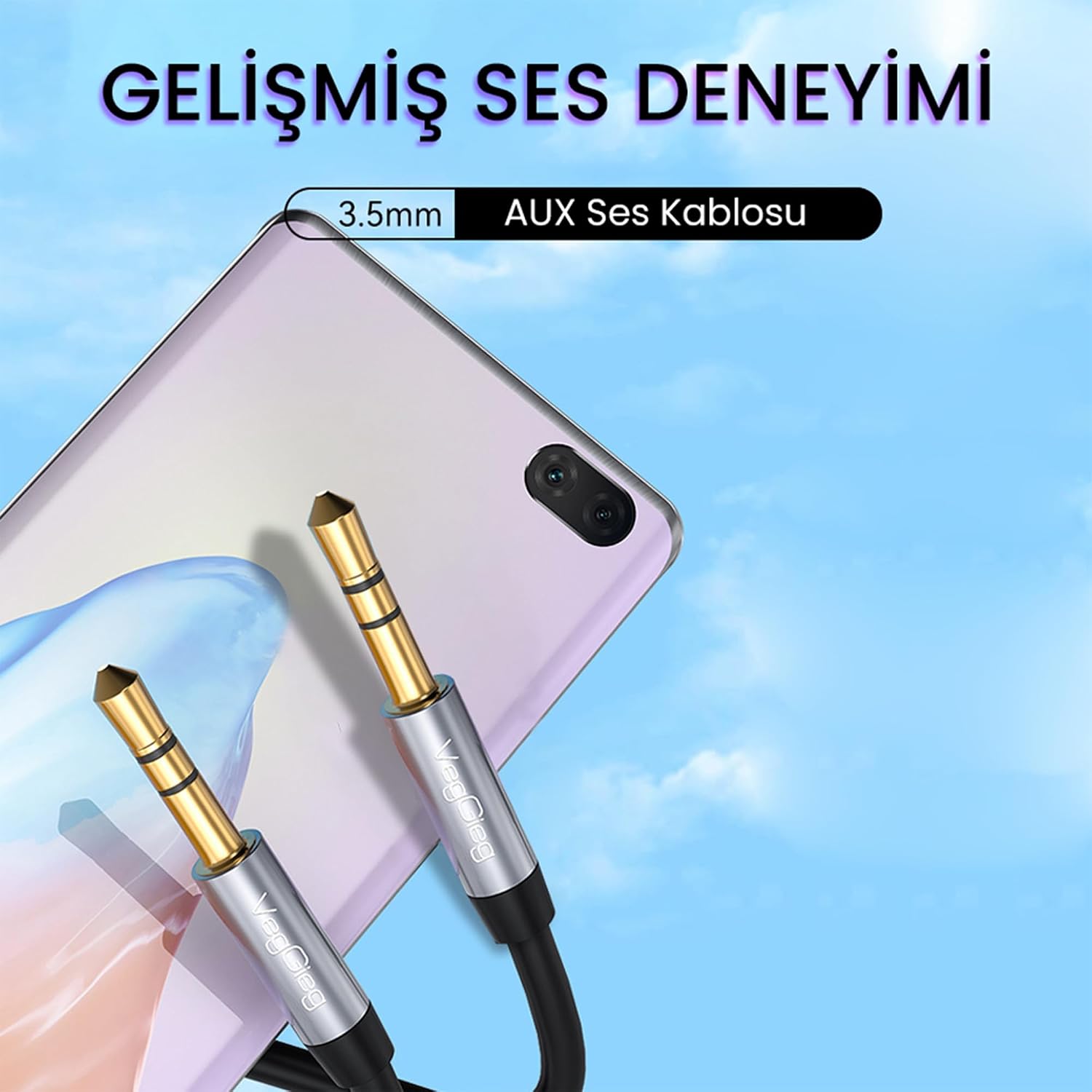 Hi-Fi TRS 3.5mm Aux Ses Kablosu 3 Metre