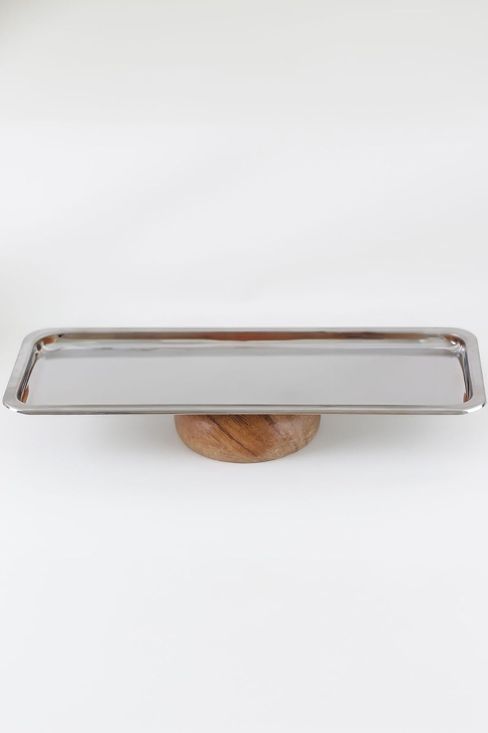 Ahşap Ayaklı Metal Servis Tabağı - 33 Cm