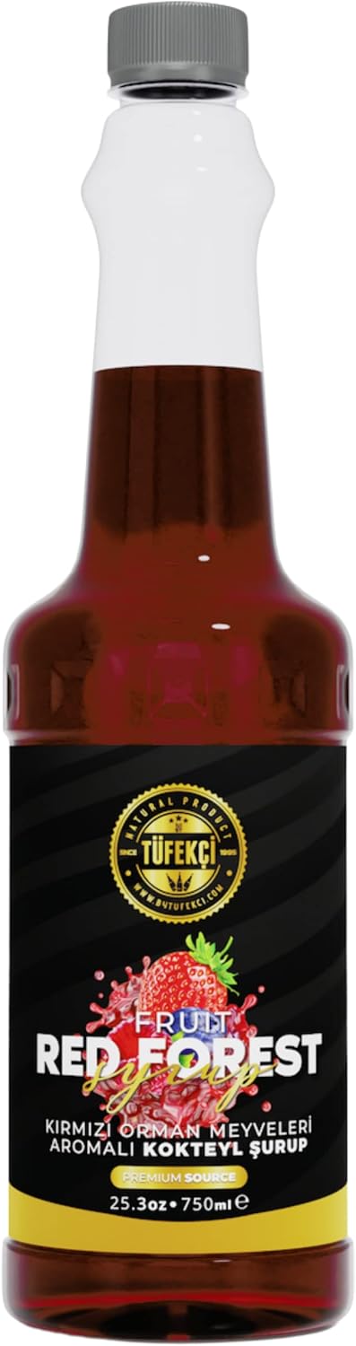 Kırmızı Orman Meyveleri Aromalı Şurup 750 ml – Kahve, Kokteyl, Pasta ve Tatlılar İçin, Doğal Aroma, Gerçek Pancar Şekeri