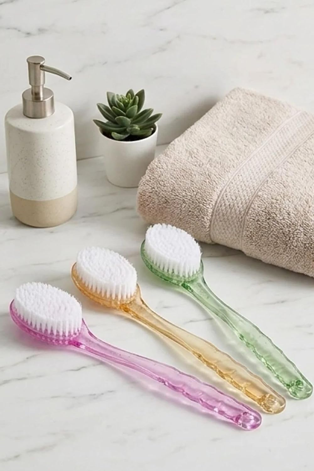 Plastik Saplı Vücut Temizleme Fırçası, Sırt ve Vücut için, Banyo ve Duş Aparatı, 35 cm