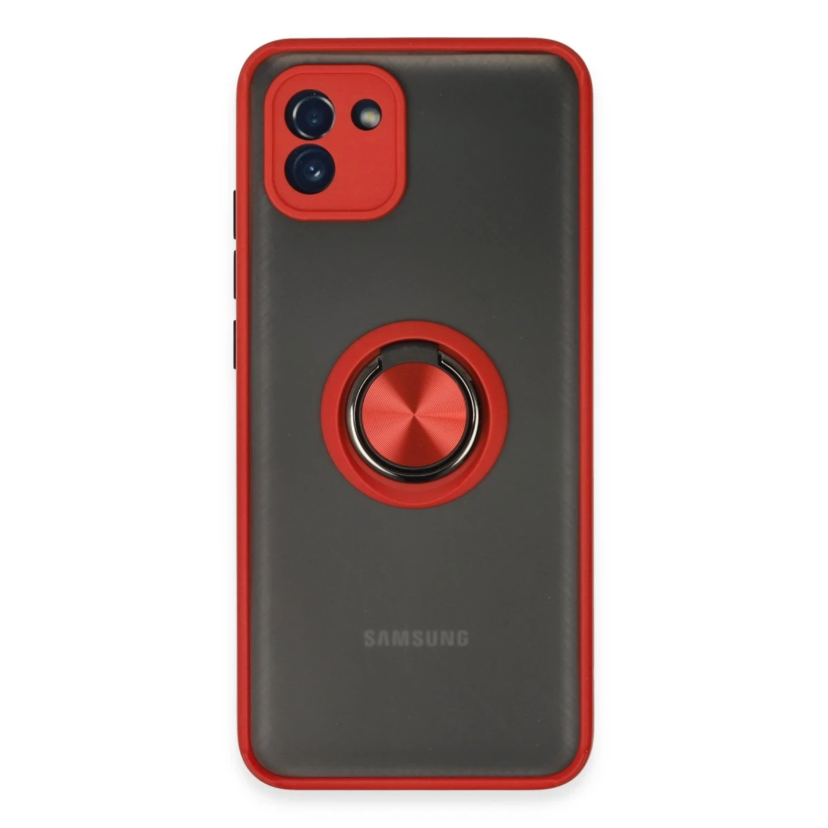 Samsung Galaxy A03 Kılıf Montreal Yüzüklü Silikon Kapak - Kırmızı