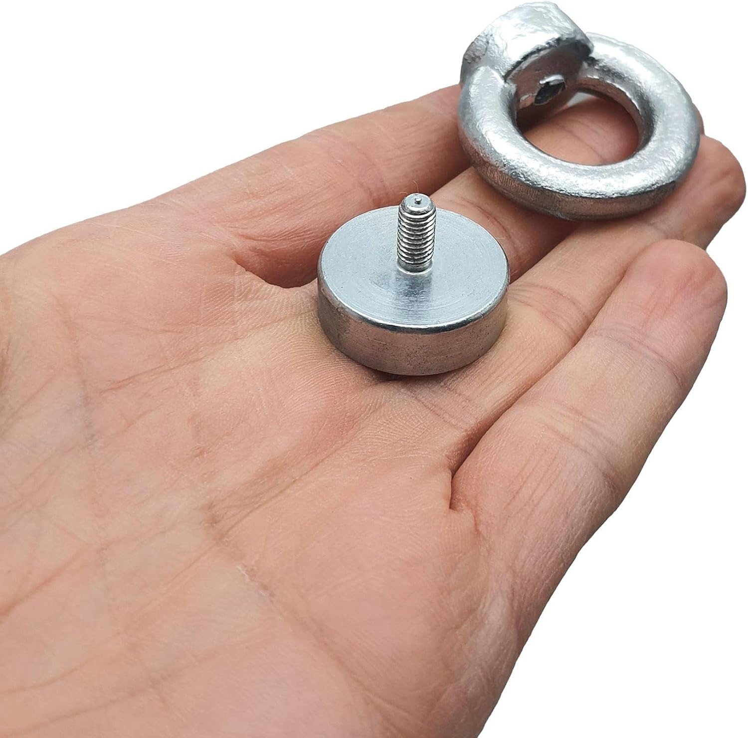 MNS Çok Güçlü Deniz Mıknatısı - Fishing Magnet - Neodyum Daimi Çelik Mıknatıs - Halkalı Pot Mıknatıs - Nikel Kaplı - Paslanmaz - Kararma Yapmaz - Tuzlu Suya Dayanıklı (Ø25 mm (15 kg))