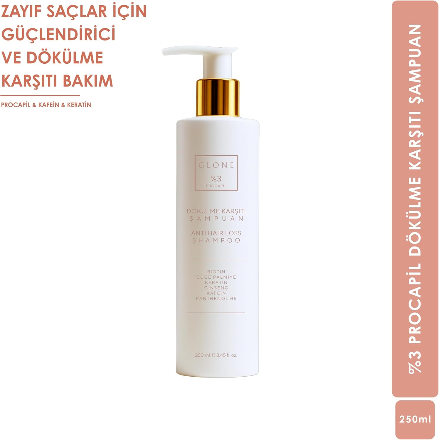 Dökülme Karşıtı Onarıcı Şampuan, 250ml -%3 Procapil & Keratin, Kırılma ve Koparak Dökülmelere Karşı Güçlendirici, Sülfatsız