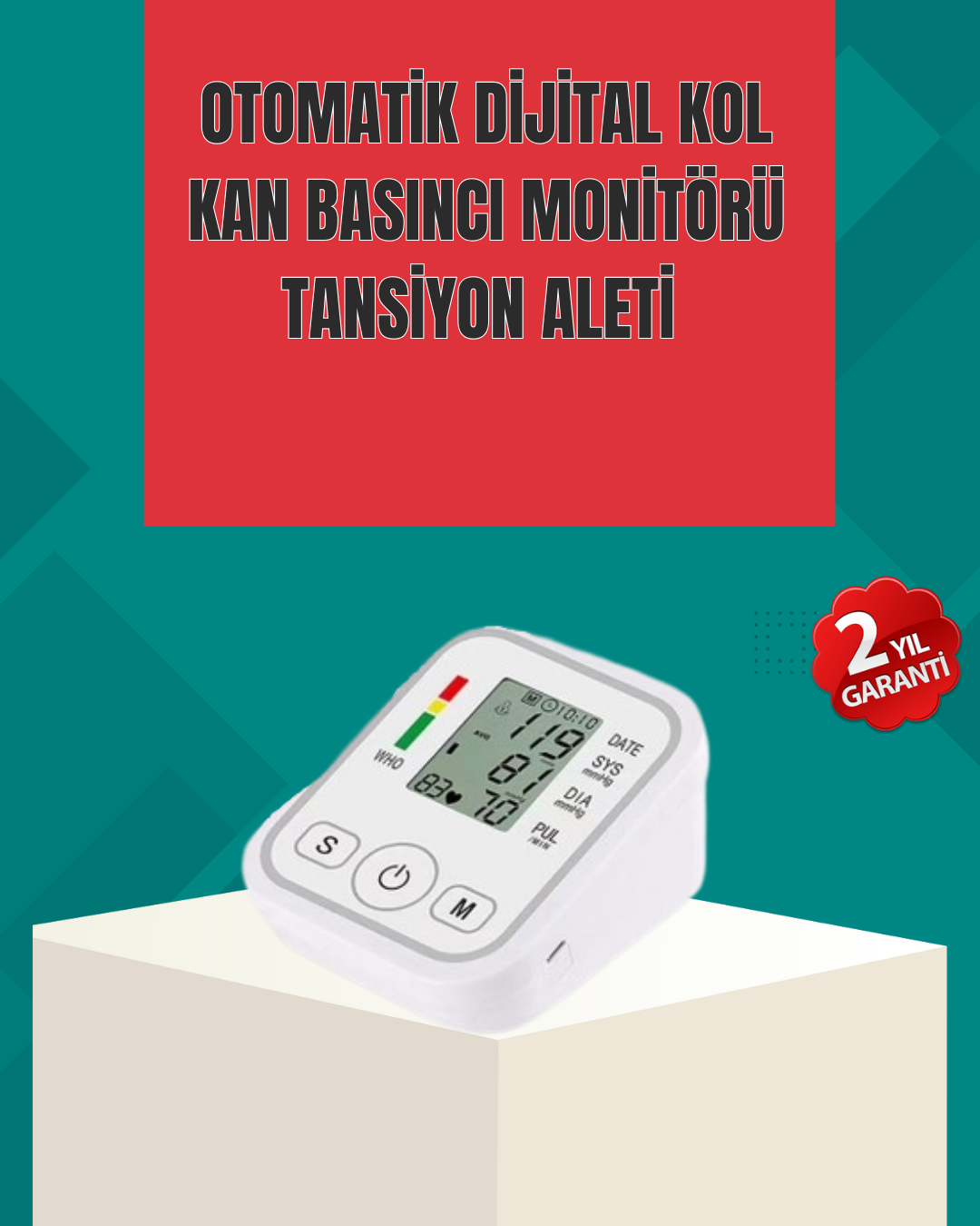 Kol Tipi LCD Ekranlı Elektronik Tansiyon Monitörü