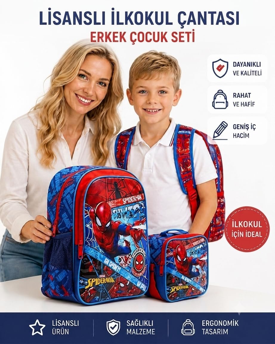 2’lü Set İlkokul Erkek Çocuk Okul Çantası ve Beslenme seti, Çocuk Sırt Çantası Çantası, Beslenme Çantası, Kalemlik, Silgilik Erkek çocuk okul çantası ilkokul yeni