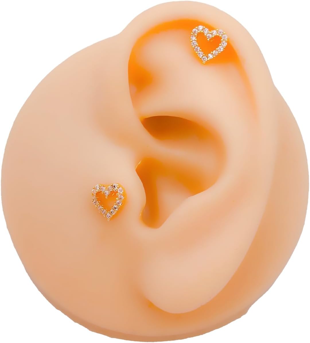 316L Paslanmaz Çelik Kalp Piercing – Helix & Tragus Uyumlu Taşlı Minimal Model – 1 Adet