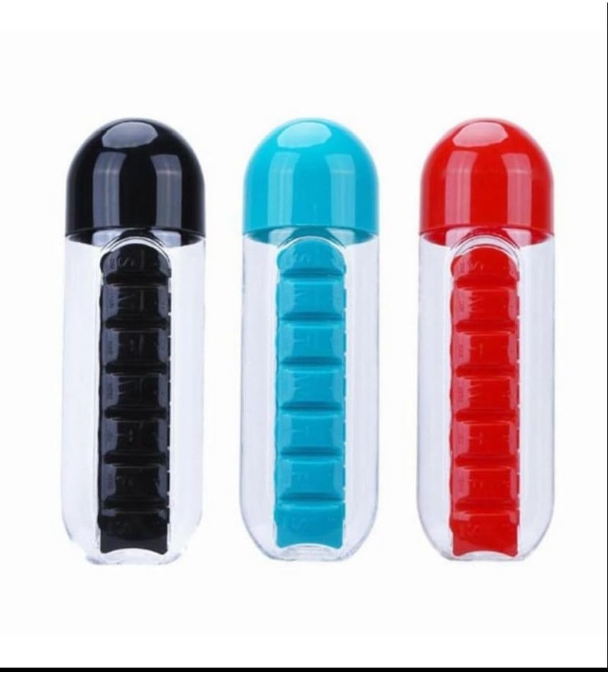 Kutulu Matara Suluk 600Ml 7 Günlük Hap Kutusu Organizer Spor Sızdırmaz Su Şişesi