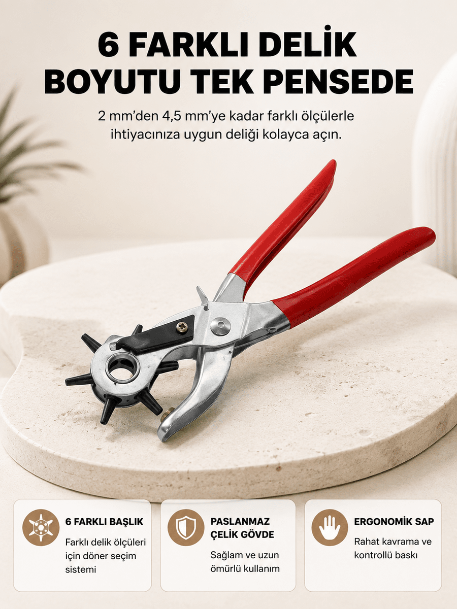 Delme Pensesi 6 Başlıklı Çok Amaçlı Paslanmaz Çelik Ergonomik