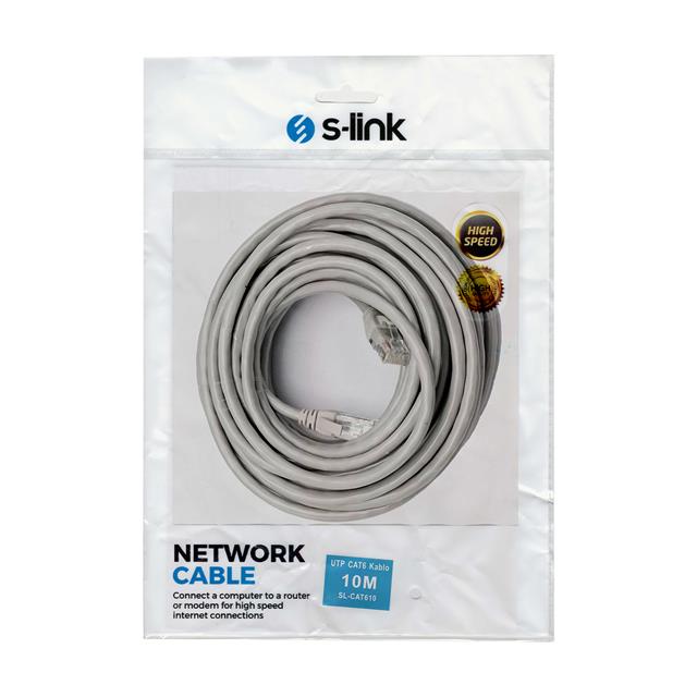 S-Link SL-CAT610 Gri̇ Cat6 10 Metre Kablo